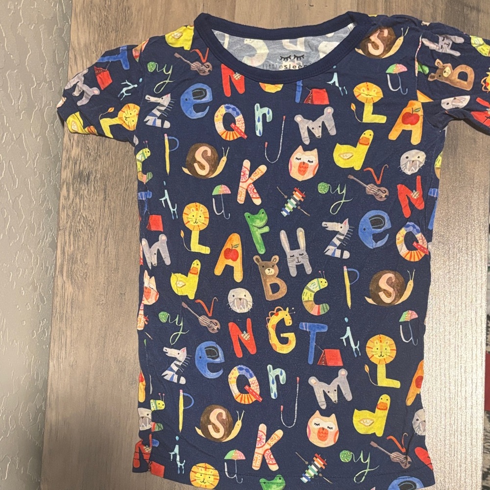 Little Sleepies Navy Alphabet Kids Tee Size 4T
